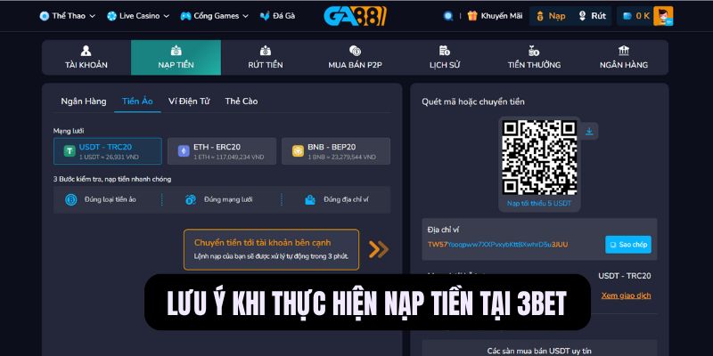 Nạp tiền 3BET